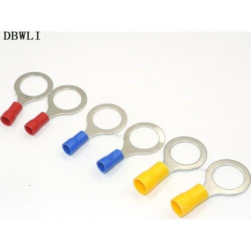 50PCS Stud #4 #6 #8 #10 1/4 5/16 3/8 1/2 Wire Ring Terminals 22-10AWG Connectors Cable Wire Connector cable Crimp Terminal