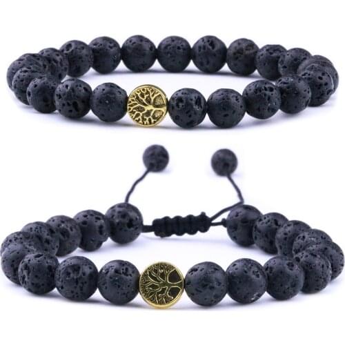 8mm Lava Stone Weave 7 Chakra Healing Balance Beads Reiki Aromatherapy Essential Oil Diffuser Bracelet Jewelry