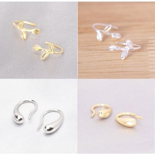 925 Sterling Silver Pin Simple circular water drop, tender buds, gold-plated silver earrings, new years gift