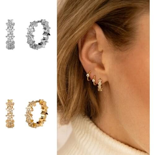 Aide Fine Jewelry 925 Sterling Silver Hoop Earrings Pendientes Anniversary Engagement Gift For Women Couples Charm Earrings