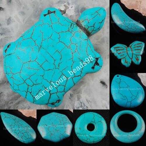 Free Shipping Fashion Jewelry Blue Howlite Pendant Bead WFY0011