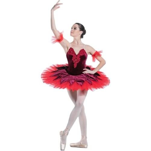Burgundy Velvet Top Bodice Pre-professional Ballet Tutu Girl & Stage Performance Ballet Tutu Ballerina Dance Costume Tutu