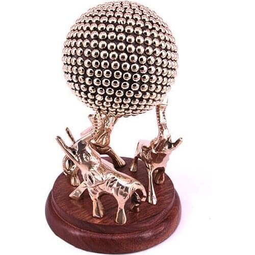 Trinket Elephant Ball Handmade Bronze and Wooden Material Miniature Gift Ornament Quality Durable Decorative Stylish Home Office