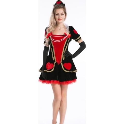 Cheap Halloween Costume for Women Alice In Wonderland fancy Dress Queen Of heart Cosplay
