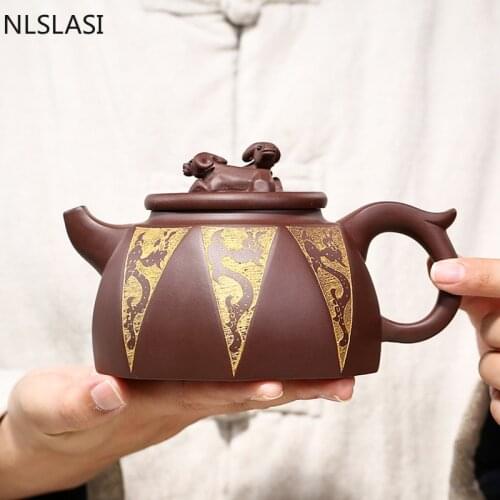 Yixing High-end Tea Pot Handmade Purple Clay Teapot Raw Ore Purple Mud Beauty Kettle Chinese Tea Ceremony Customized Gifts 430ml