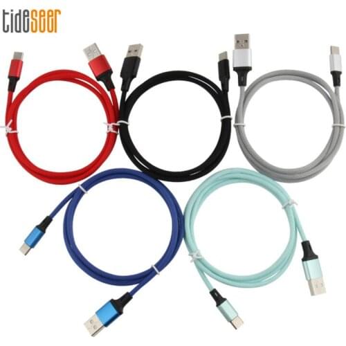 500pcs 1m Braided Micro USB Cable for iPhone Samsung Android Mobile Phone Fast Charging Type C Usb Charge Wire Cord