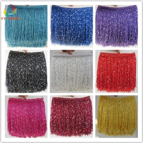 Fringe Tassel Lace Ribbon 1Yards/Lot Polyester Trimming Tassel Trim 20cm long Latin Dance dress clothing Macrame decoration DIY