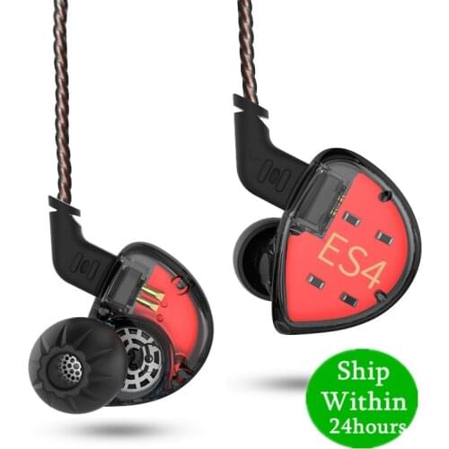 Kz es4 in-ear fone de ouvido armadura equilibrada com driver dinamico cancelamento de ruido fone de ouvido com microfone kz as10