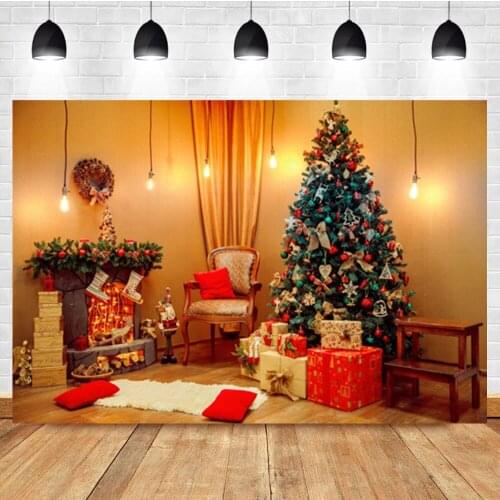 Laeacco Christmas Tree Lights Interior Carpet Gifts Newborn Birthday Photo Photography Backdrop Photo Background For Photo Studi