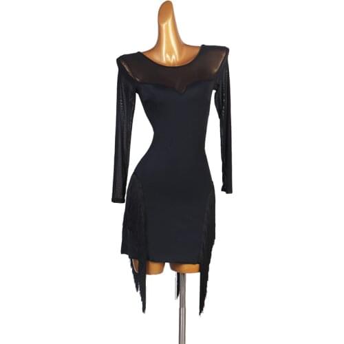 Latin dress competition dresses junior kids women samba fringe tassel latin dance dress purple LQ189