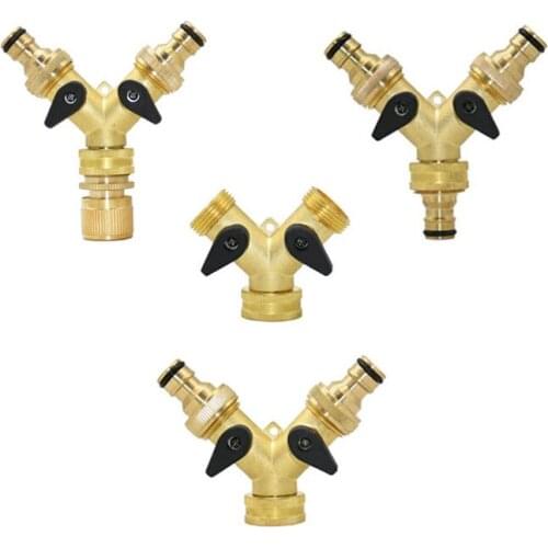 Brass gardentap tap Y type water Splitter G3/4" 2-way tap Irrigation valve Garden faucet Quick connector 1pcs