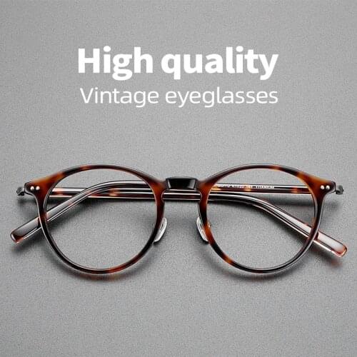 2021 Acetate glasses frame man titanium round vintage optical eyewear myopia reading prescription woman eyeglasses
