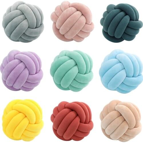 Soft Knot Pillow Ball Cushions Round woven Decor Ball pillow Plush Throw Knotted Pillow Dolls Toys For Kids 20x20cm&27x27cm