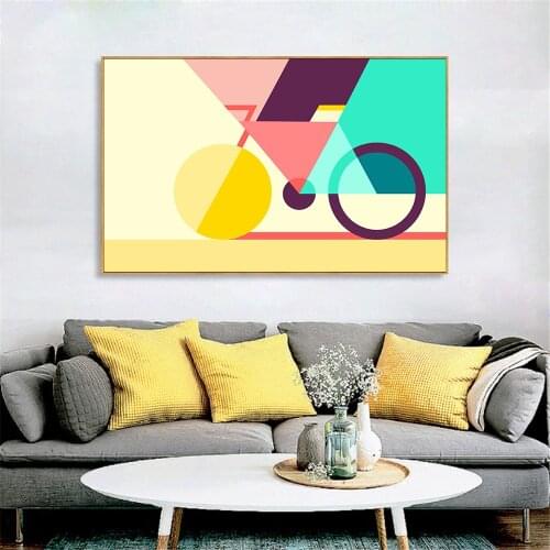 Wall Pictures for Living Room Abstract Canvas Art Geometric Bicycle Posters and Prints Geometry Creative Nordic Bike Cuadros