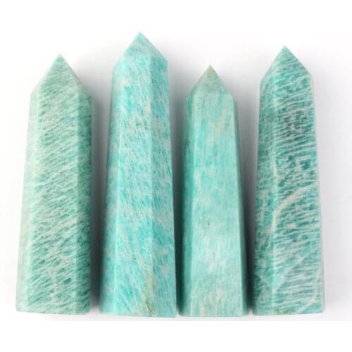 Natural Amazonite Crystal Quartz Stone Point Healing Hexagonal Wand Treatment