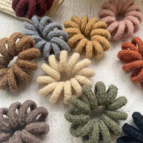 2021 New Furry Telephone Wire Line Hair Tie Spiral Shape Rubber Elastic Hairband Ponytail Holder Women Accessories