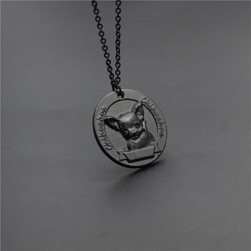 New Vintage Chihuahua Medal Necklace Retro Style Metal Chihuahua Pendant Necklace Women Jewellery Dog Jewellery
