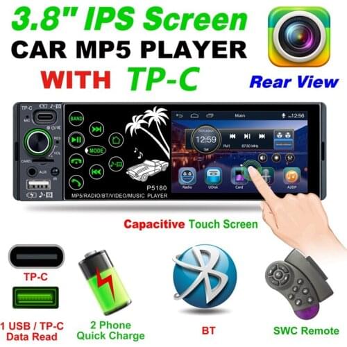 Novel-New 3.8 Inch Car MP5 Player Car Radio HD IPS Capacitive Contact Screen Car MP5 FM TF Card for Car Electronics P5180