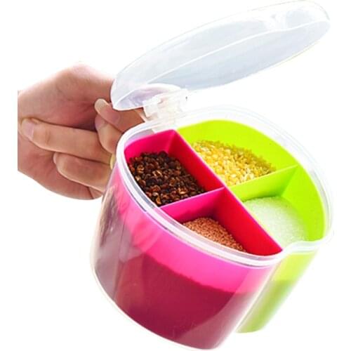 Plastic Partition Spice Box Kitchen Seasoning Jar Seasoning Box Creative Sugar Jar Salt Jar kitchen accessories