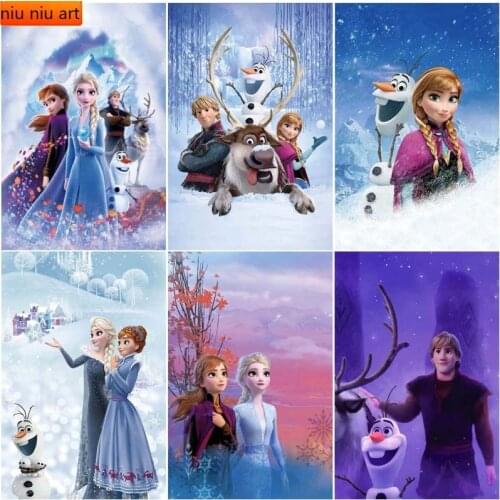 Full Square/Round Princess Series Cartoon Diamond Painting Diamond Frozen Elsa Diamond Painting Home Decor Disney
