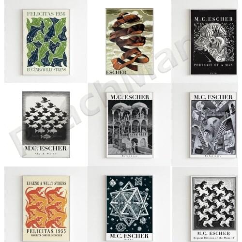 Gallery poster Escher portrait, Escher artwork, decorative poster
