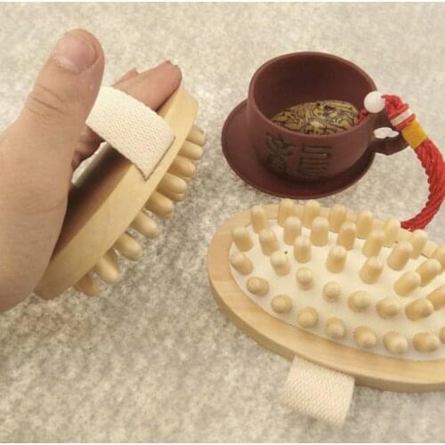 Hand-Held Wooden Body Brush Massager Cellulite Reduction Relieve Tense Muscles New