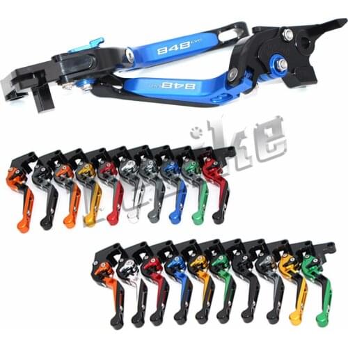 CNC Brake Clutch Levers Motorcycle For DUCATI 848 EVO 848 evo 848EVO 2007 2008 2009 2010-2013 Foldable Extendable Logo (848EVO)