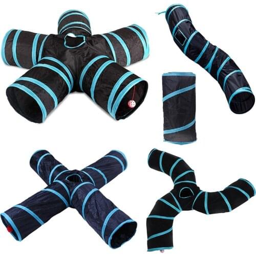 Indoor 2/3/4/5-way Collapsible Cat Tunnel Tube Kitty Tunnel Bored Cat Pet Toys Peek Hole Toy Cat Puppy Kitty Kitten Rabbit