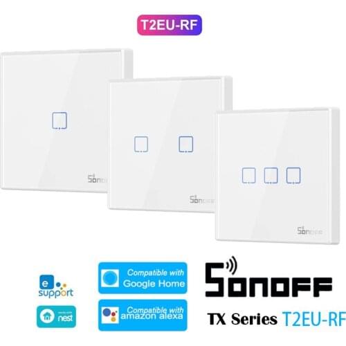 Sonoff T2EU-RF 86 Type Wandpaneel Sticky 433Mhz Draadloze Rf Afstandsbediening 1-3 Gang 2-Weg Control voor 4CHPROR3 SlampherR2