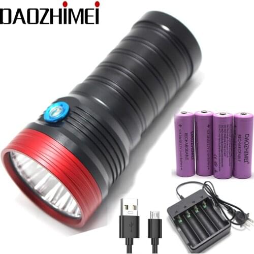 5000 LM High power super bright flashlight 18XT6 LED usb rechargeable Waterproof camping tactical torch Use 4*18650 battery