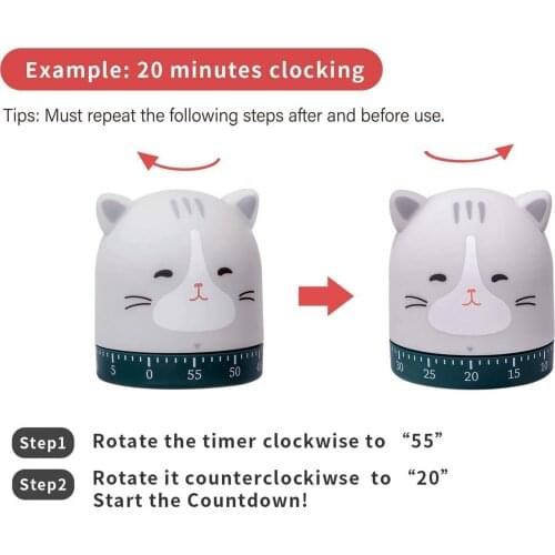 Timer Animal Shape Spin Time Accurate Mechanical Reminder Cute Style Countdown Manager
