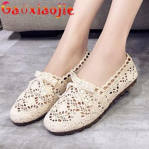 Lace Cloth Single Shoes Women 2021 New Breathable Shallow Mouth Peas Shoe Hollow Soft Bottom Womens Shoes Lazy Flat Net Shoes