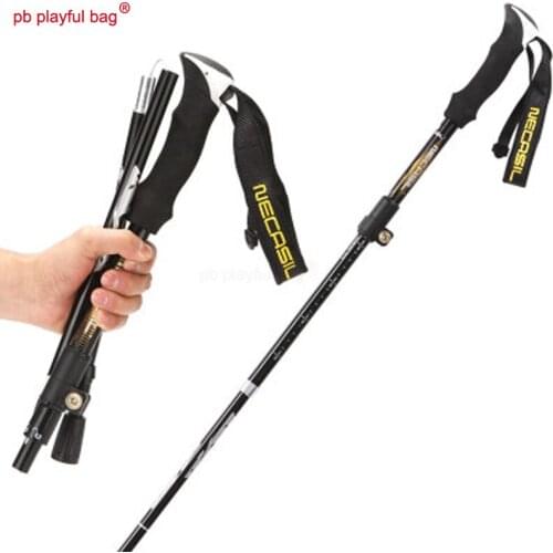 Outdoor climbing AIDS folding rod 7075 aluminium alloy steel ball lock and external lock 5 folding Carbon Steel Tips ZK01