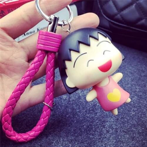 Japan PVC Cartoon Chibi Maruko Shinchan Manual Keychain Car Bag Pendant Doll Keyring
