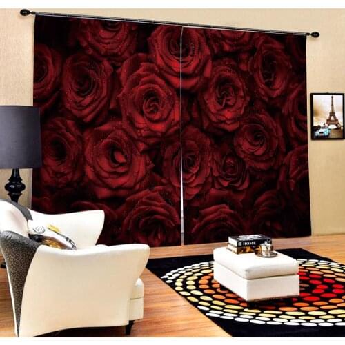 Red rose curtains wedding curtain 3D Blackout Curtains For Living room Bedding room Drapes Cotinas