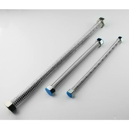 1)3/4"Female BSP 304 Stainless Steel High-Voltage Explosion-Proof Corrugated Pipe Hard Tube Inlet Outlet Cold Hot Water10cm-80cm