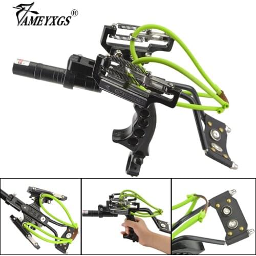 1set Laser Shooting Archery Fishing Slingshot Steel Ball Catapult Sight Light Wrist Sling Shot Bowfishing Hunting Accessories