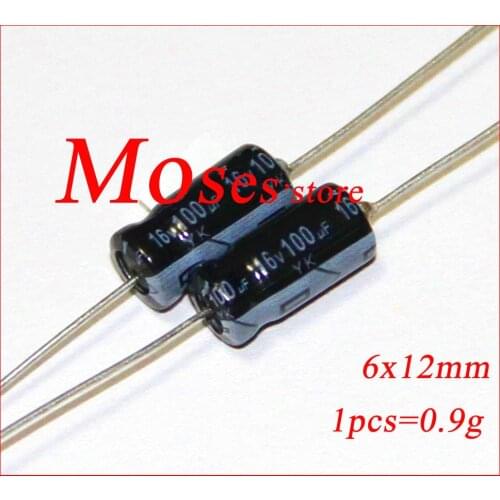 16v 100uf Original New Axial Audio Electrolytic Capacitor Capacitance 6x12mm +/- 20