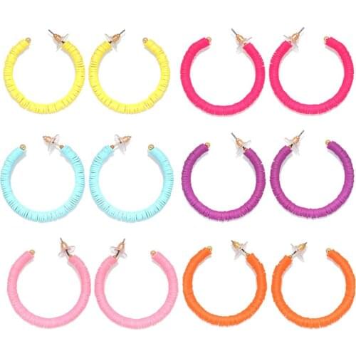 2020 New Beach Pure Color Semicircle C Shape Tinted Soft Ceramic Stud Earrings for Women