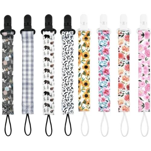 4 Pcs/Set Baby Pacifier Clip Pacifier Chain Dummy Clip Nipple Holder for Baby Cartoon Print Child Pacifier Clips Soother Holder