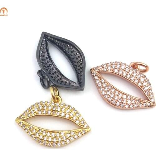 5pcs Temptation Beauty Lip Pendant Necklaces For Women Cubic Zircon Gold Rose Gold Silver Lip Mouth Charms Lips Jewelry Finding