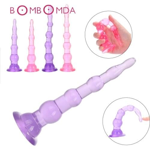 Vibrator Anal Bead Plug Sex Toy for Female Male Erotic Jelly Dildo Anal Plug Anus Prostate Massage Butt Plug WithSuction Cup No