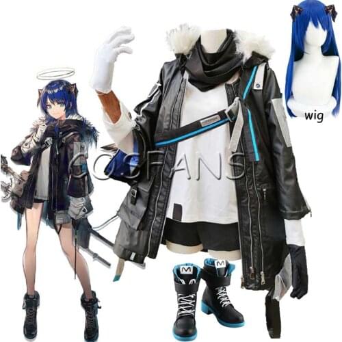 Anime! Arknights Mostima RHODES ISLAND Battle Suit Lovely Uniform Cosplay Costume Halloween Daily Outfit For Women Wig and shoes