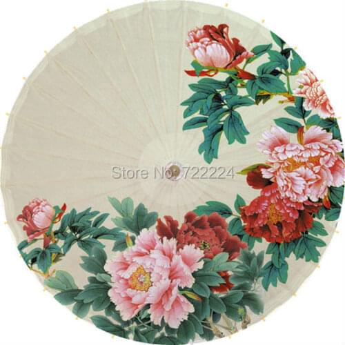 Free shipping chinese classical handmade unique peony painting oiled paper umbrella decorative props dance rain parasol umbrella