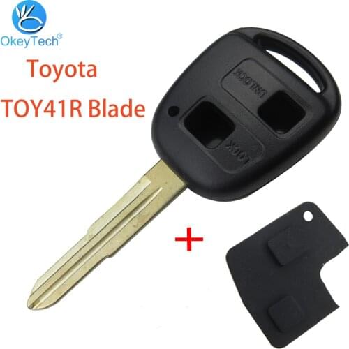 OkeyTech Car Key Shell Case Replacement For Toyota Yaris Prado Tarago Camry Corolla 2 Button TOY41R Blade With Rubber Button Pad