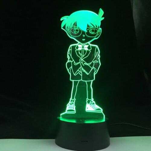Kids 3d Night Lamp Gift Conan Figure Anime Detective 3d Led Night Light for Child Bedroom Unique Baby Nightlight Manga Case