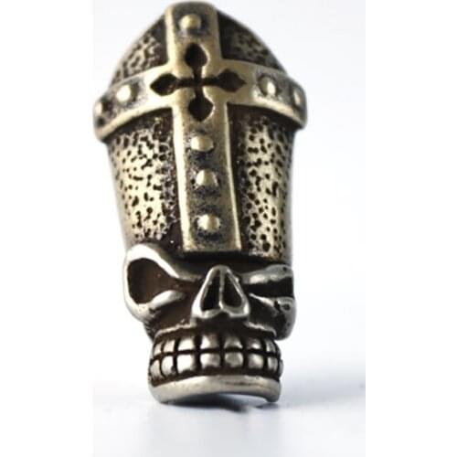EDC Brass Pope Skull Lanyard Bead Paracord Knife Beads Knife Tool Pendant
