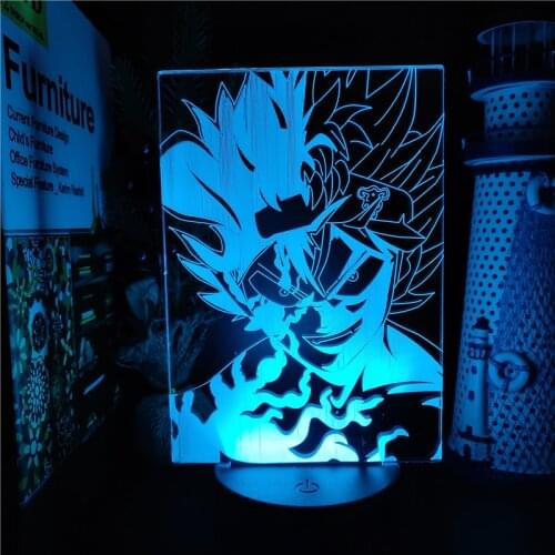 Black Clover Asta Figure Anime 3D Lamp LED Illusion Night Light Color Changing Lampara Kids Bedroom Decor Table Lamp Manga Gifts