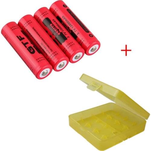 Gtf 4 pces 18650 battery 3.7v 12000mah rechargeable li-ion battery battery to led torch torch torch rechargeable battery box