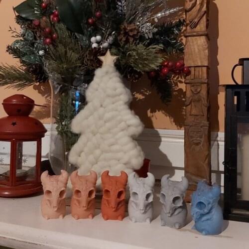 Halloween Shofar Skull Small Animal Silicone Candle Mold for Desktop Decoration Gypsum Resin Aromatherapy Soap Silicone M